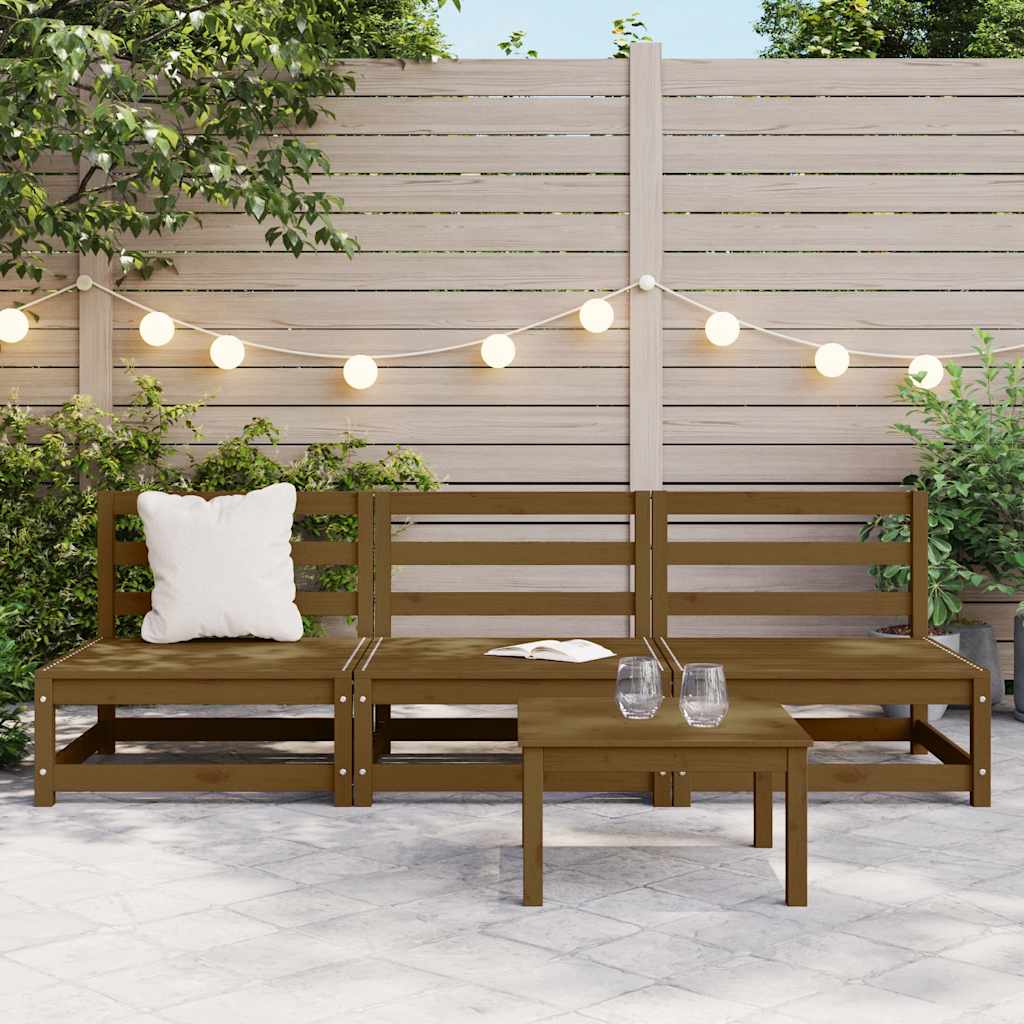 vidaXL Canapés centraux de jardin 3 pcs Marron miel Bois de pin massif
