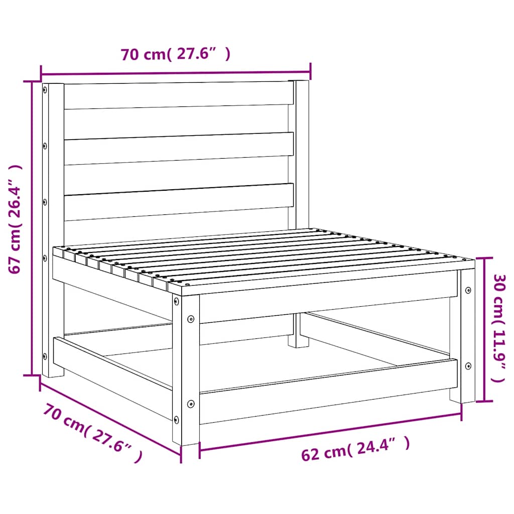 vidaXL Canapés centraux de jardin 3 pcs Marron miel Bois de pin massif