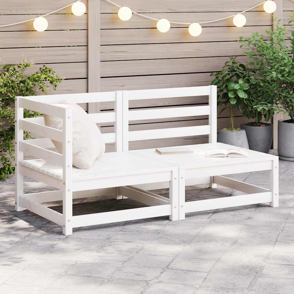vidaXL 2-tlg. Garten-Lounge-Set Weiß Kiefer Massivholz