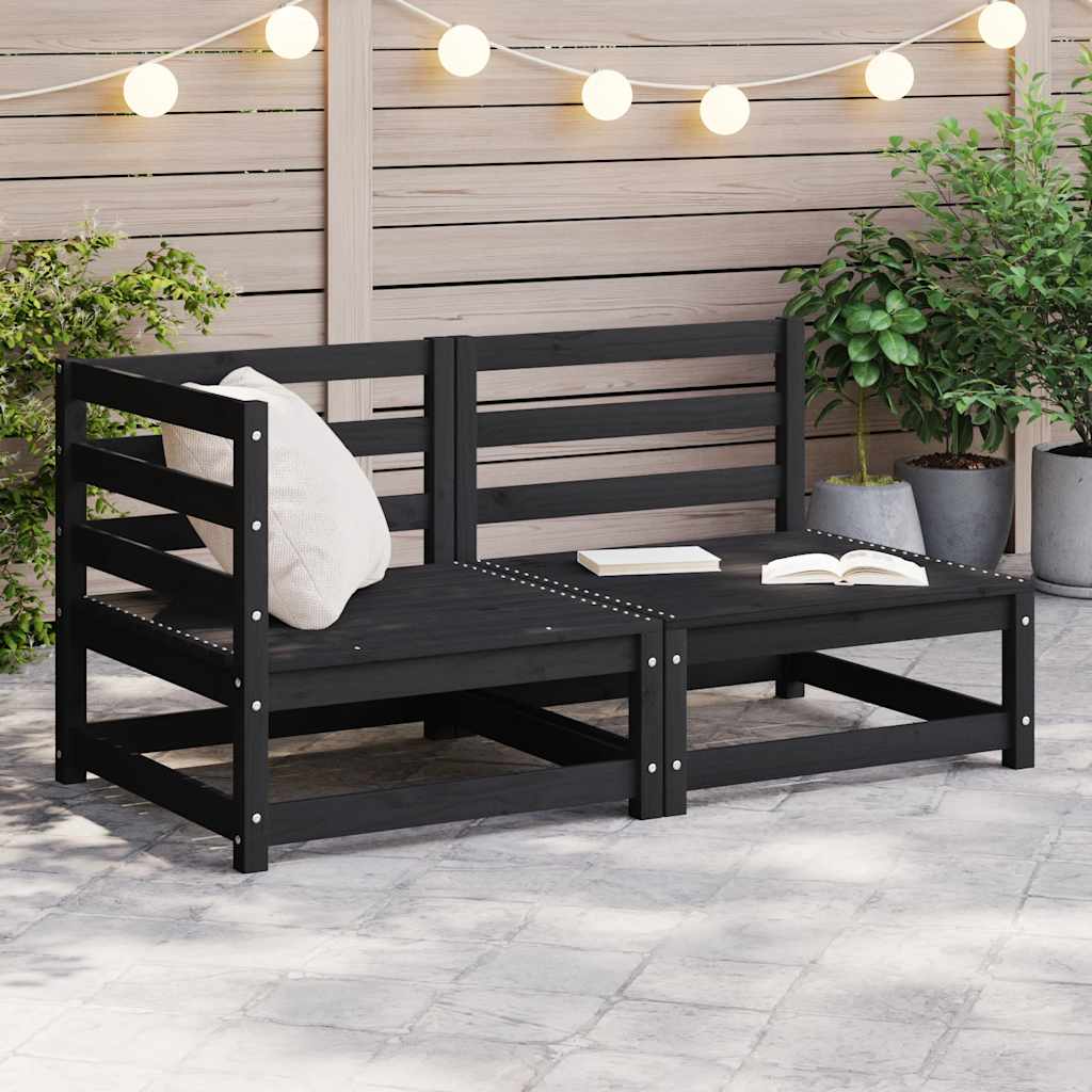 vidaXL Ensemble de jardin 2 pcs Noir Bois de pin massif
