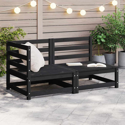 vidaXL Ensemble de jardin 2 pcs Noir Bois de pin massif
