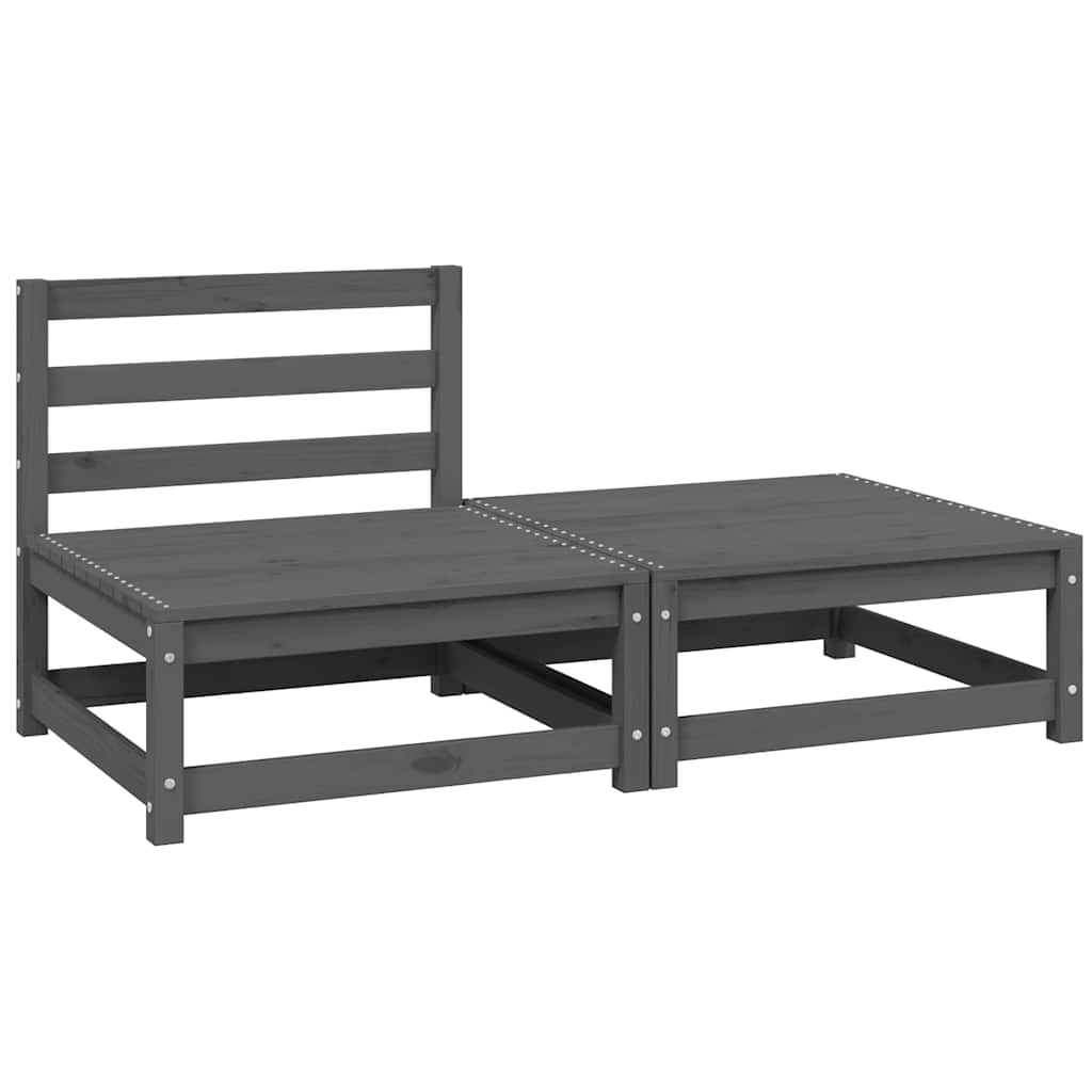 2-tlg. Garten-Lounge-Set Grau Kiefer Massivholz