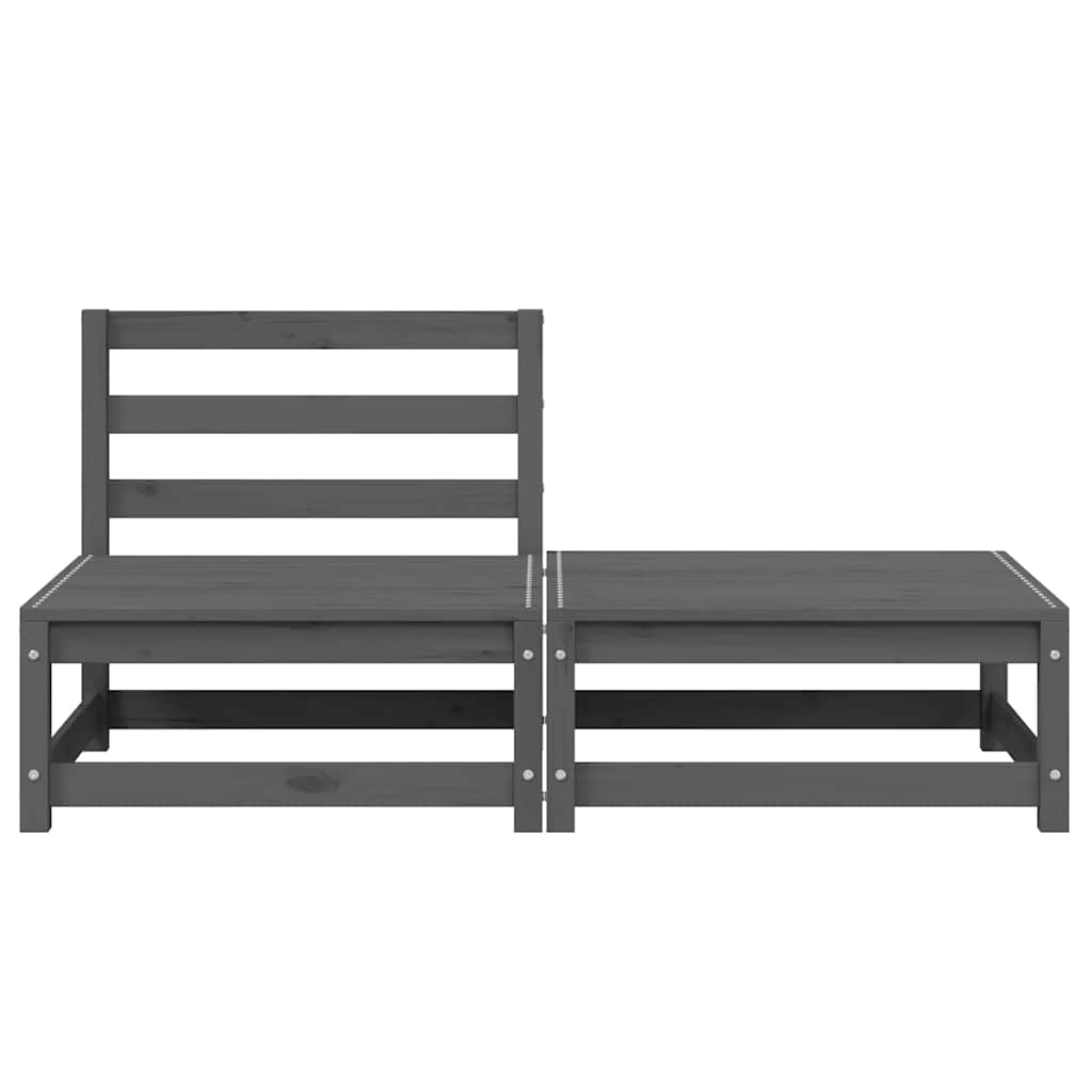2-tlg. Garten-Lounge-Set Grau Kiefer Massivholz