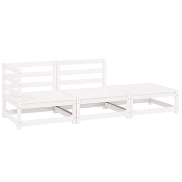 vidaXL 3-tlg. Garten-Lounge-Set Weiß Kiefer Massivholz