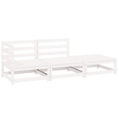 vidaXL 3-tlg. Garten-Lounge-Set Weiß Kiefer Massivholz