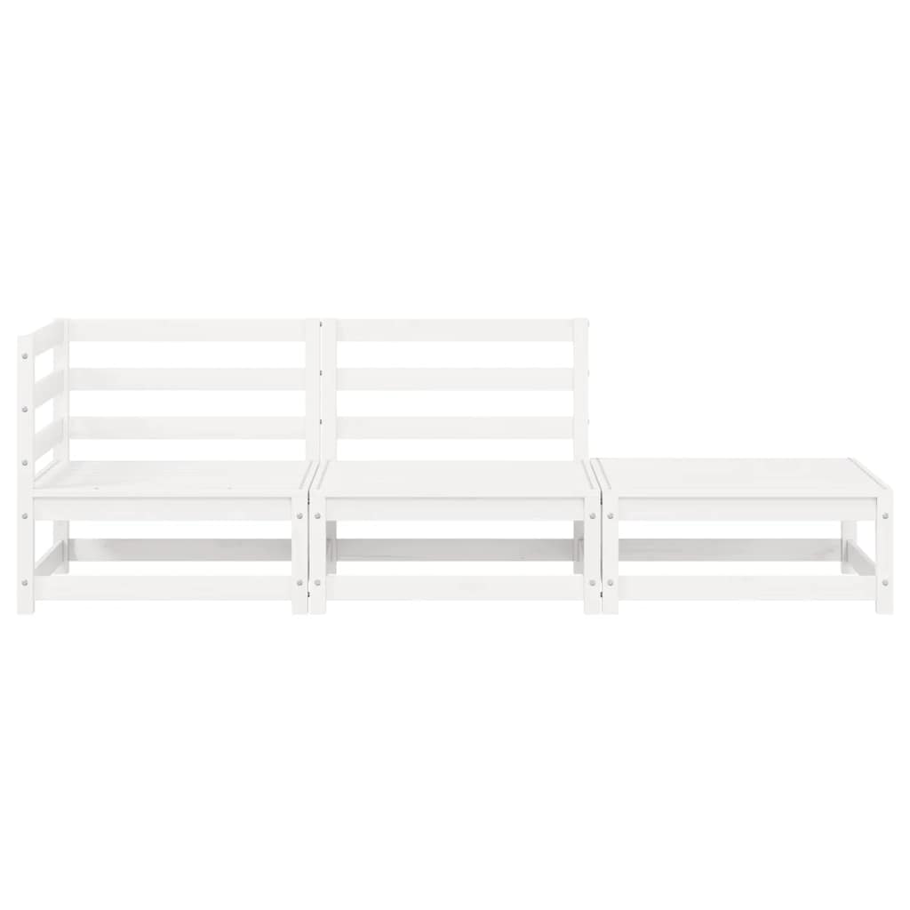 vidaXL 3-tlg. Garten-Lounge-Set Weiß Kiefer Massivholz