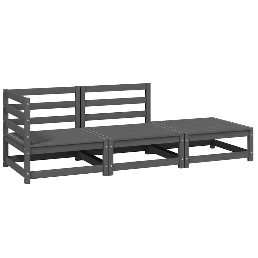 vidaXL Ensemble de jardin 3 pièces Gris Pin massif