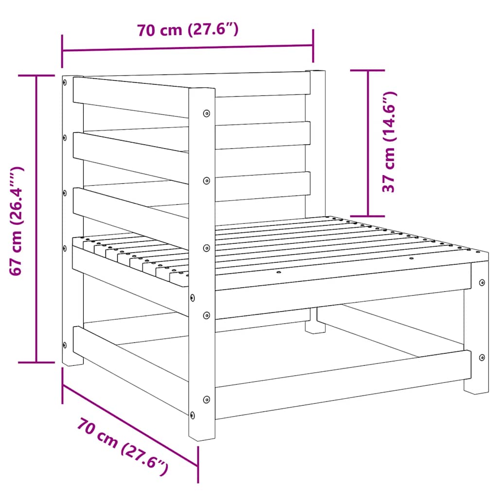 vidaXL 3-tlg. Garten-Lounge-Set Schwarz Massivholz Kiefer