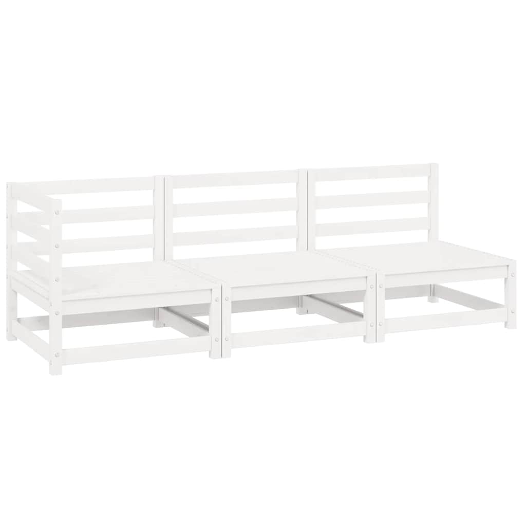 vidaXL Salon de jardin 3 pièces Blanc Bois de pin massif