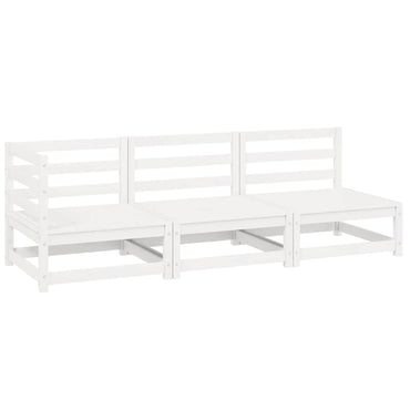 vidaXL Salon de jardin 3 pièces Blanc Bois de pin massif