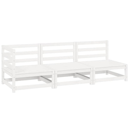 vidaXL Salon de jardin 3 pièces Blanc Bois de pin massif