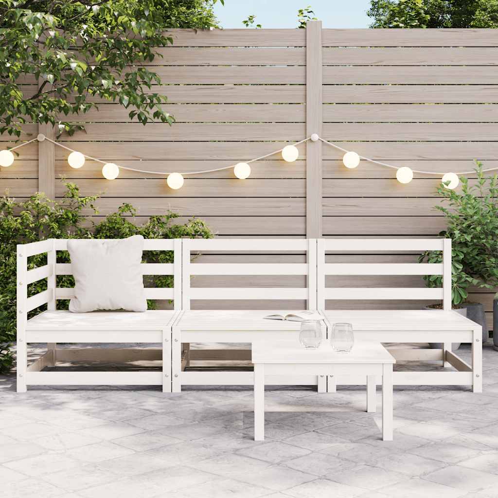 vidaXL Salon de jardin 3 pièces Blanc Bois de pin massif