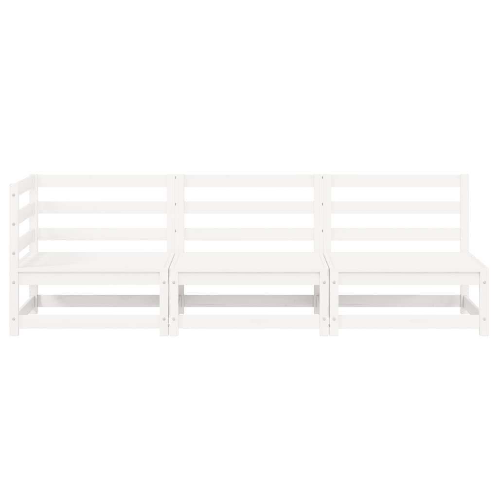 vidaXL Salon de jardin 3 pièces Blanc Bois de pin massif