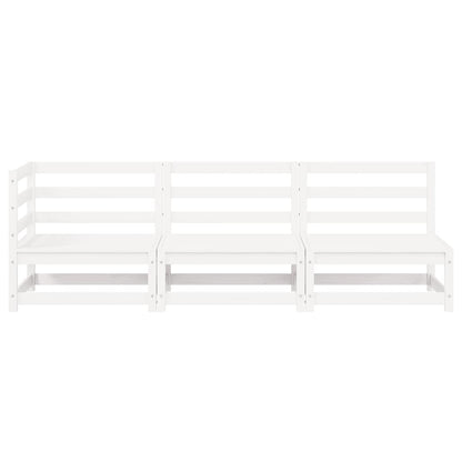 vidaXL Salon de jardin 3 pièces Blanc Bois de pin massif