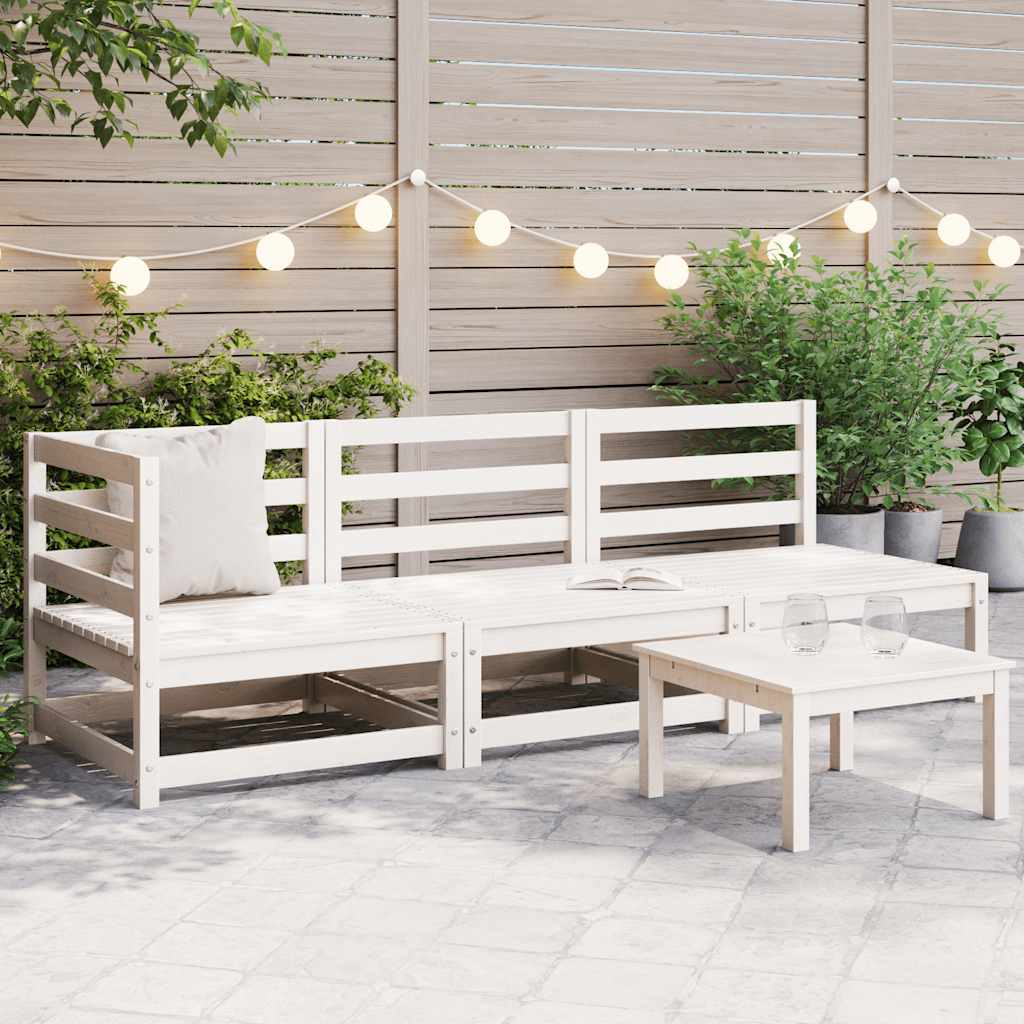 vidaXL Salon de jardin 3 pièces Blanc Bois de pin massif
