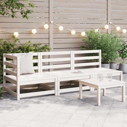 vidaXL Salon de jardin 3 pièces Blanc Bois de pin massif