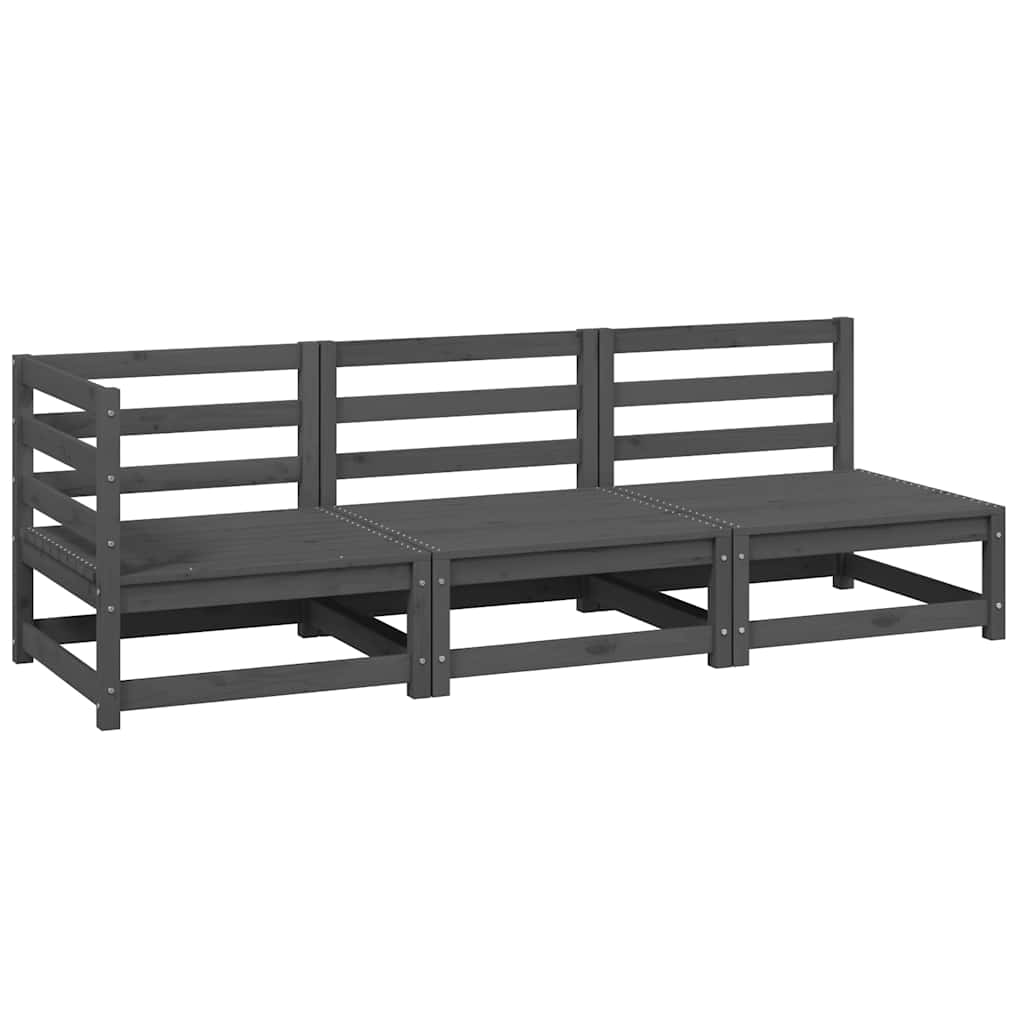 vidaXL Ensemble de jardin 3 pièces Gris Pin massif