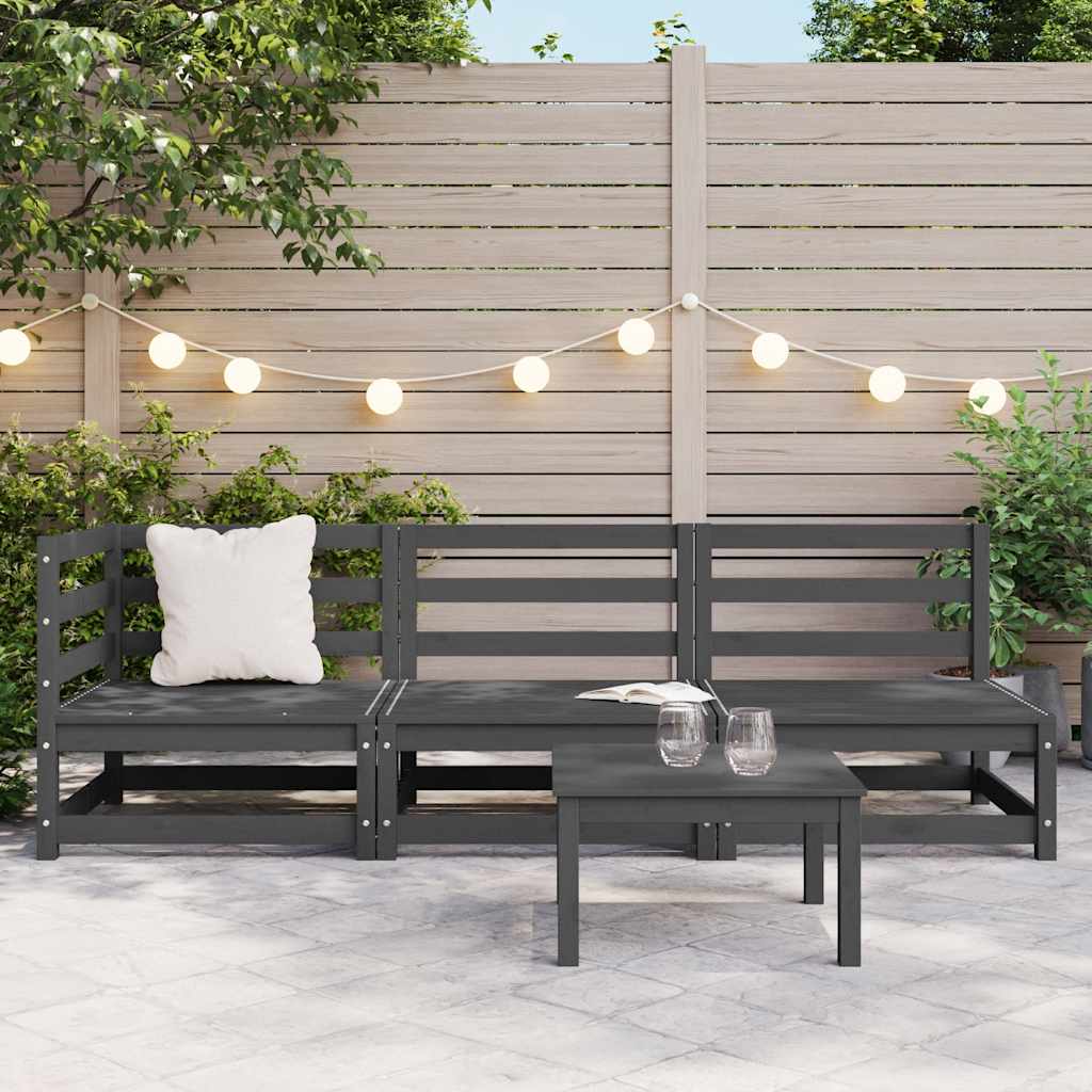 vidaXL Ensemble de jardin 3 pièces Gris Pin massif