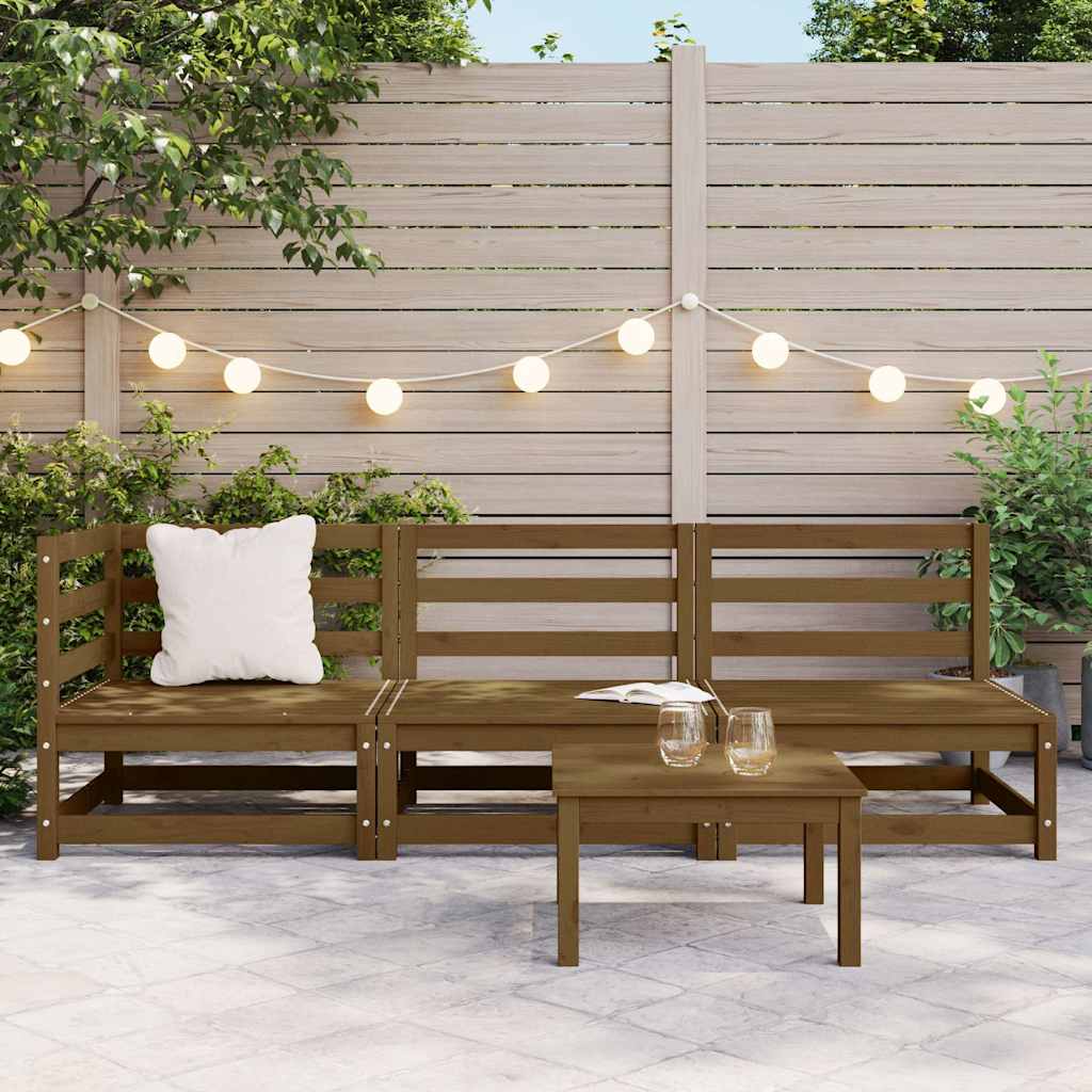 vidaXL 3-tlg. Garten-Lounge-Set Honigbraun Massivholz Kiefer