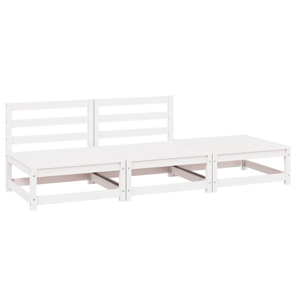 vidaXL Salon de jardin 3 pièces Blanc Bois de pin massif