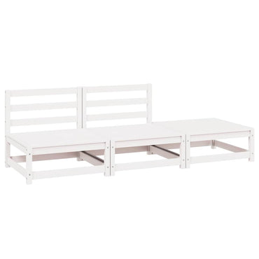 vidaXL 3-tlg. Garten-Lounge-Set Weiß Kiefer Massivholz