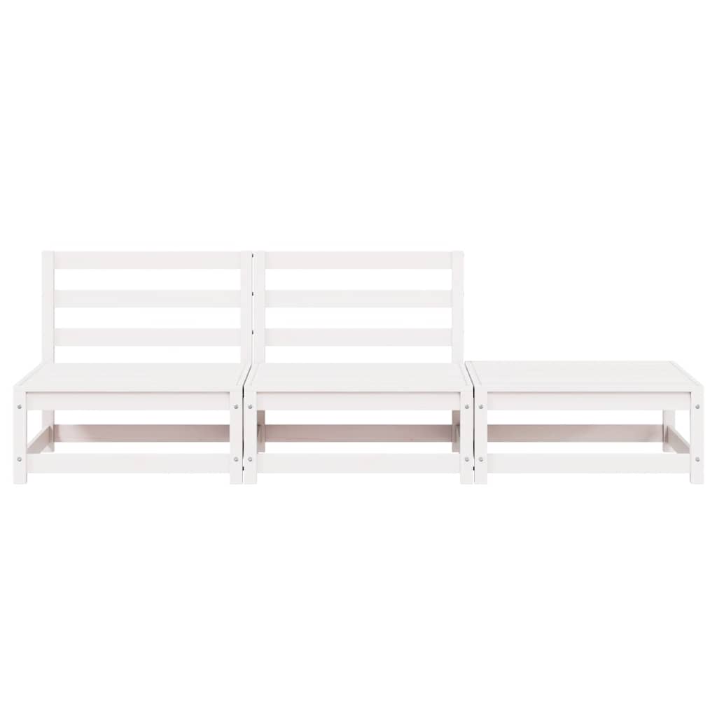 vidaXL Salon de jardin 3 pièces Blanc Bois de pin massif