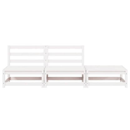 vidaXL Salon de jardin 3 pièces Blanc Bois de pin massif