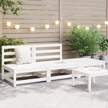 vidaXL Salon de jardin 3 pièces Blanc Bois de pin massif
