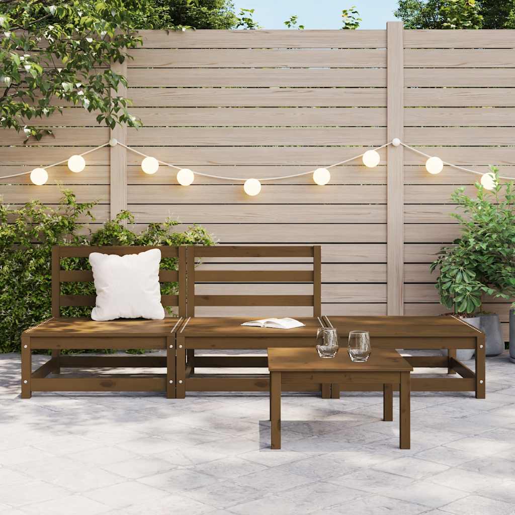 vidaXL Salon de jardin 3 pcs Marron miel Bois de pin massif