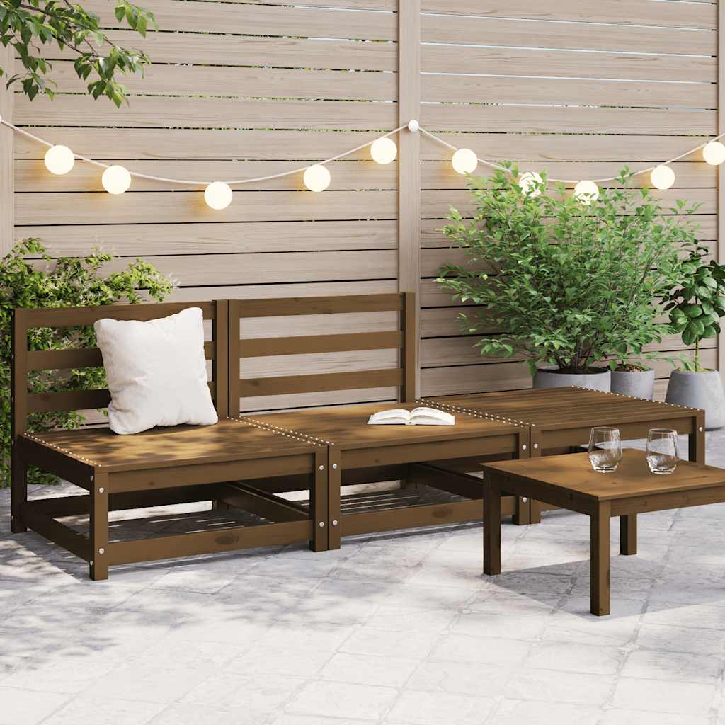 vidaXL Salon de jardin 3 pcs Marron miel Bois de pin massif