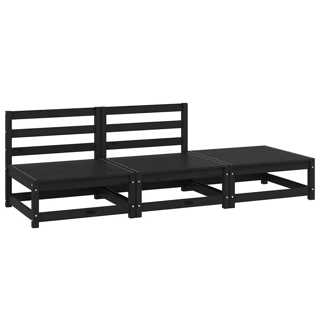 vidaXL Ensemble de mobilier de jardin 3 pcs Noir Bois de pin massif
