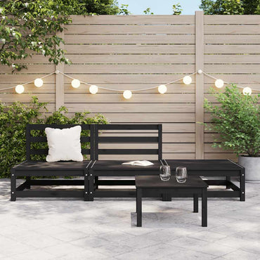 vidaXL 3-tlg. Garten-Lounge-Set Schwarz Massivholz Kiefer