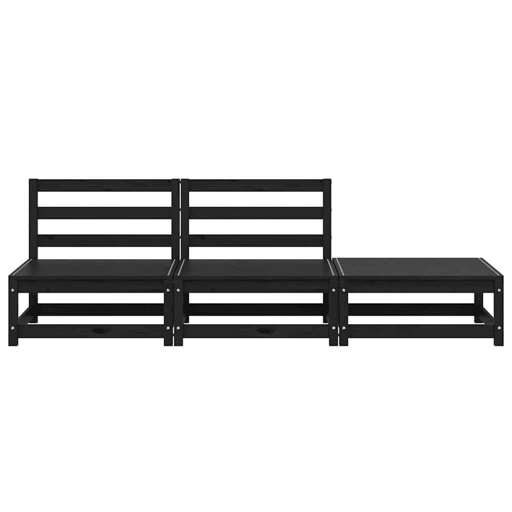 vidaXL Ensemble de mobilier de jardin 3 pcs Noir Bois de pin massif