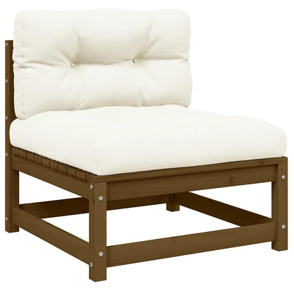 vidaXL Garten-Mittelsofa mit Creme Kissen Massivholz Kiefer