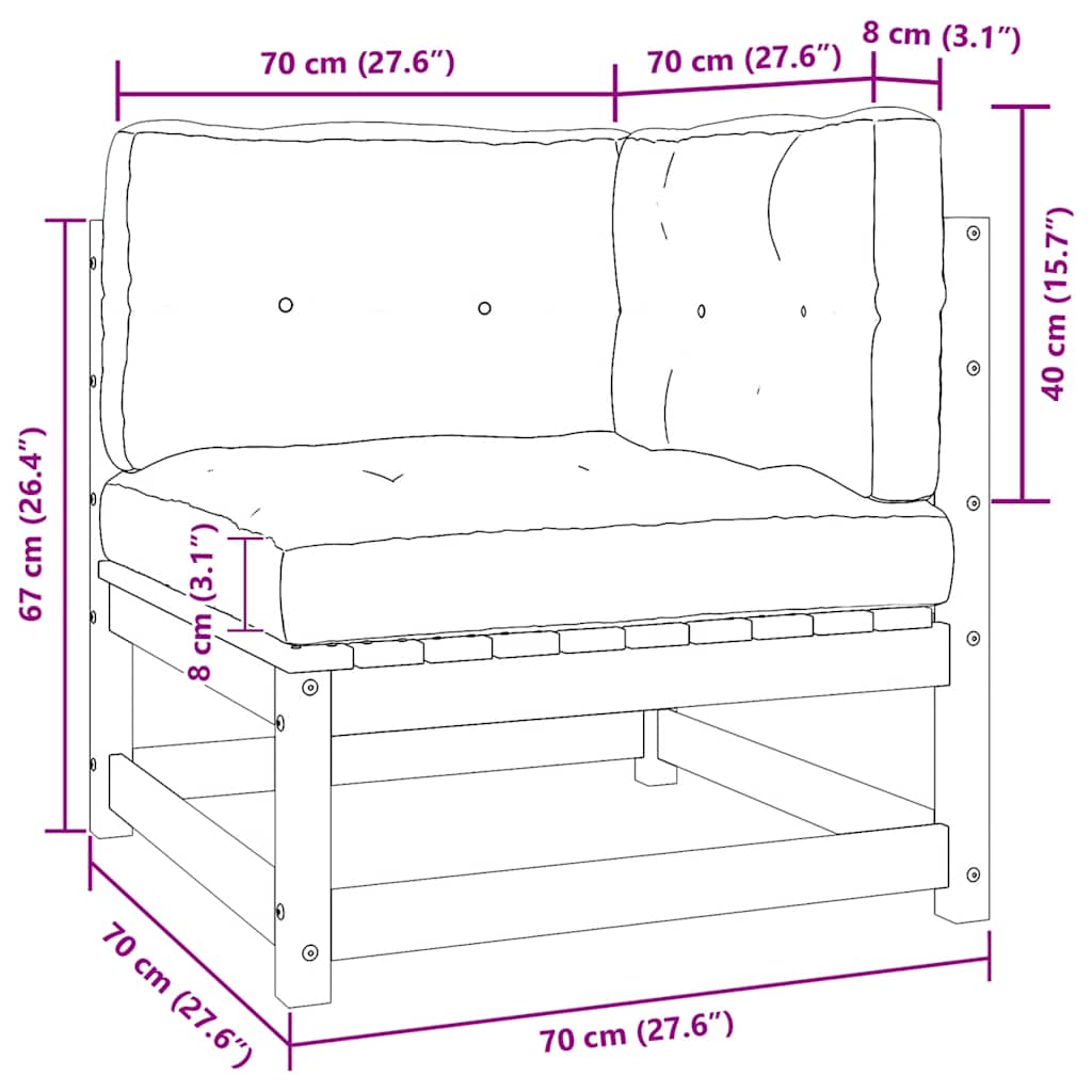 vidaXL Gartensofa 2-Sitzer mit Kissen Grau Kiefer Massivholz