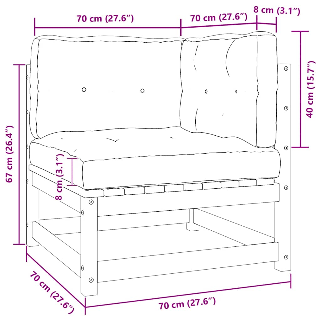 vidaXL Gartensofa 2-Sitzer mit Kissen Honigbraun Massivholz Kiefer