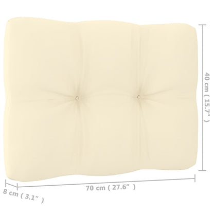 Garten-Mittelsofas mit Creme Kissen 2 Stk. Massivholz Kiefer