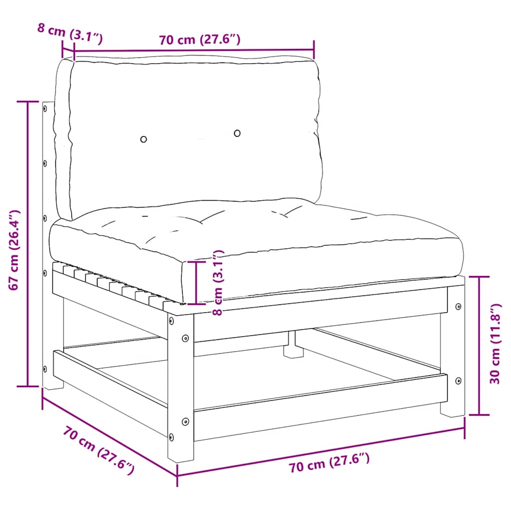 vidaXL Garten-Mittelsofas mit Anthrazit Kissen 2 Stk Massivholz Kiefer