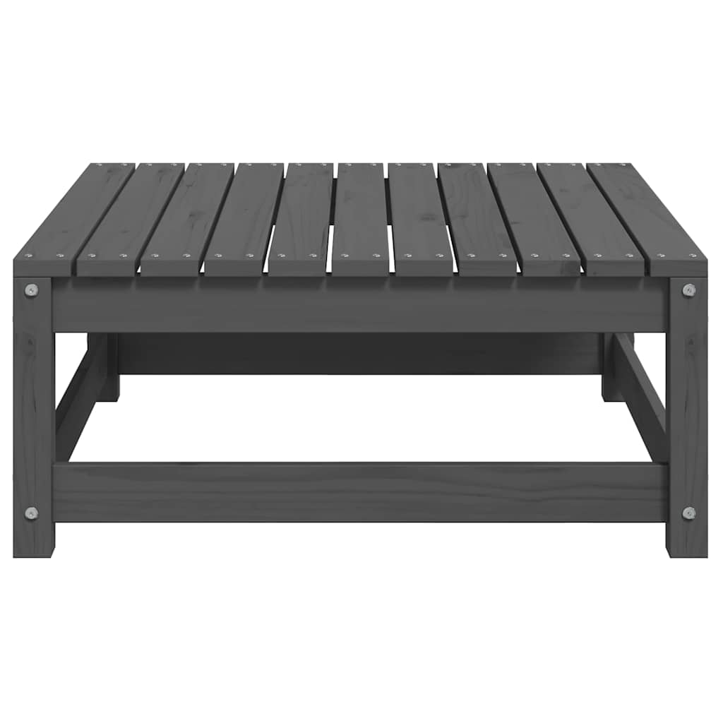 vidaXL Garten-Fußhocker mit Kissen 2 Stk. Grau Massivholz Kiefer