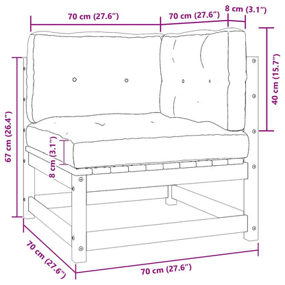 2-tlg. Garten-Lounge-Set mit Kissen Weiß Kiefer Massivholz