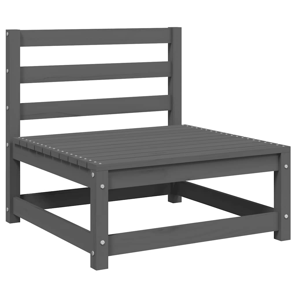 2-tlg. Garten-Lounge-Set mit Kissen Grau Kiefer Massivholz