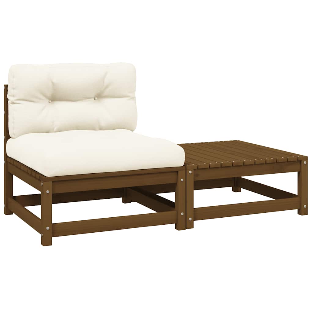 vidaXL Ensemble de salon de jardin 2 pcs Coussins marron miel Bois de pin massif