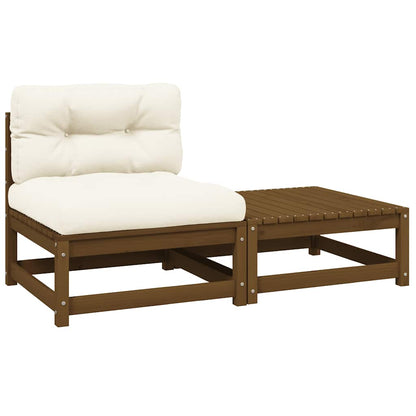 vidaXL Ensemble de salon de jardin 2 pcs Coussins marron miel Bois de pin massif