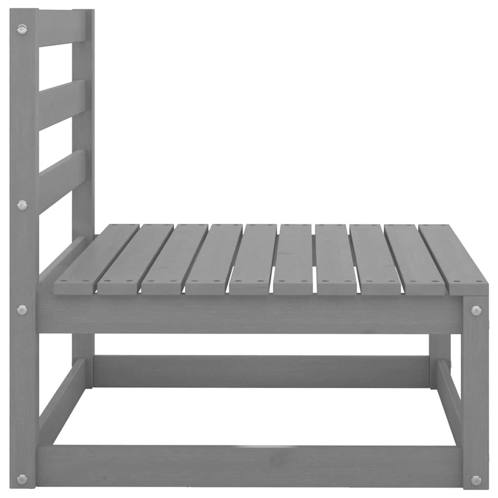 vidaXL Salon de jardin 3 pièces avec coussins Gris Bois de pin massif