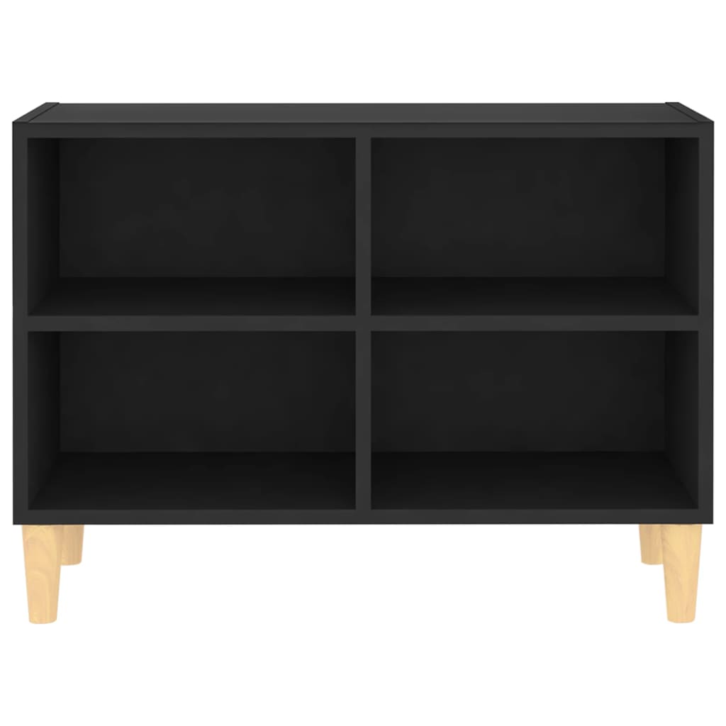 vidaXL TV-Schrank mit Massivholz-Beinen Schwarz 69,5x30x50 cm