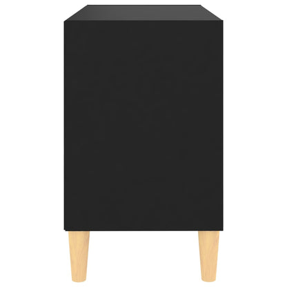 vidaXL TV-Schrank mit Massivholz-Beinen Schwarz 69,5x30x50 cm