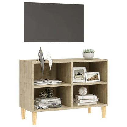 Meuble TV vidaXL avec pieds en bois massif chêne Sonoma 69,5x30x50 cm