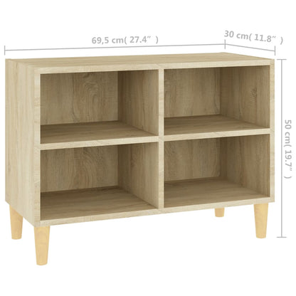 Meuble TV vidaXL avec pieds en bois massif chêne Sonoma 69,5x30x50 cm