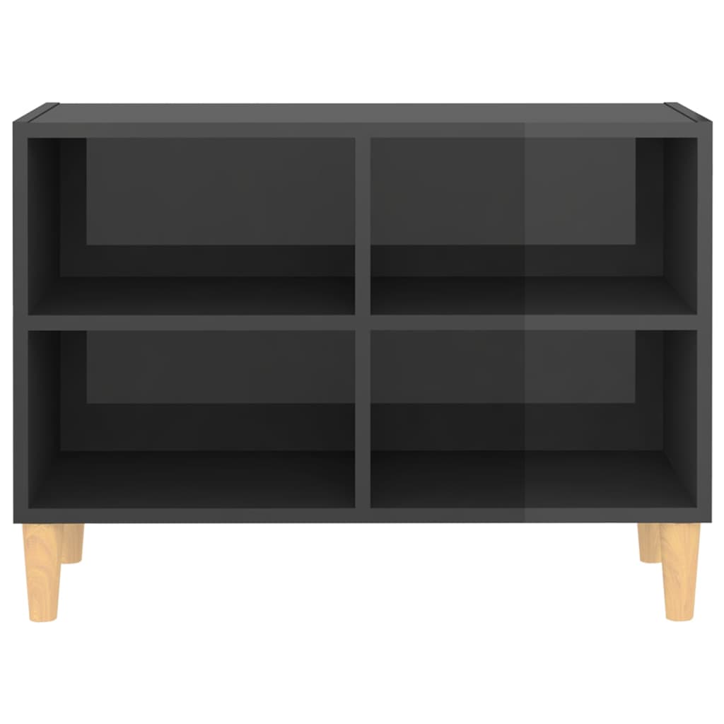 Meuble TV vidaXL avec pieds en bois massif Gris brillant 69,5x30x50 cm