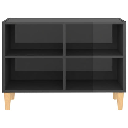 Meuble TV vidaXL avec pieds en bois massif Gris brillant 69,5x30x50 cm